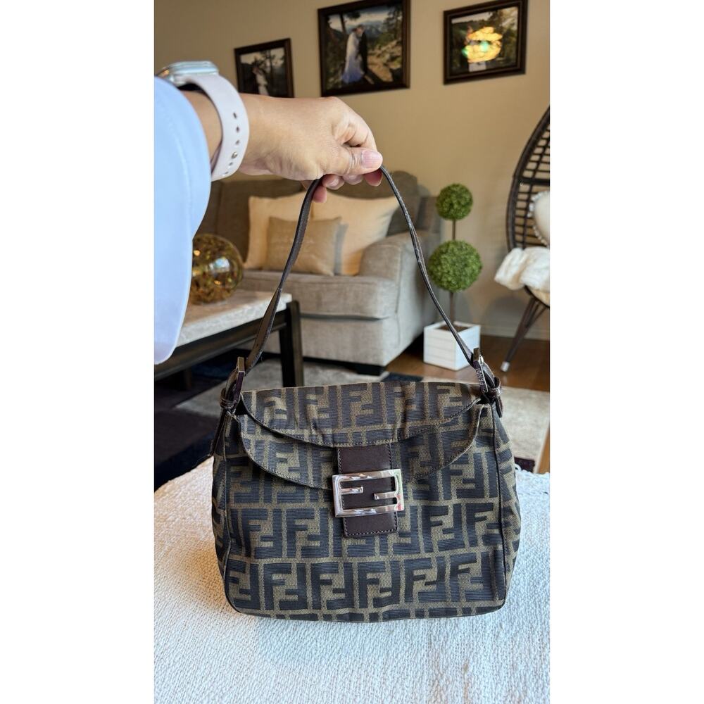 FENDI Zucca Print Canvas Baguette Bag